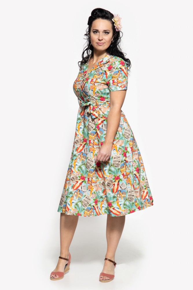 Queen Kerosin Sommerkleid mit Allover-Print im 50s-Look QK4211015456 Bunt - Herren / Unisex