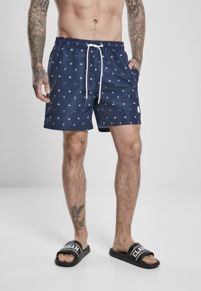 Urban Classics Swim Shorts Pattern Swim Shorts Skullandyacht Aop Blue