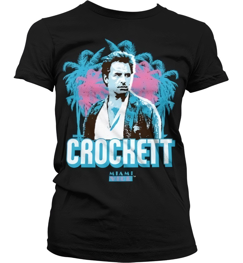 Miami Vice Crockett Palms Girly T-Shirt Damen Schwarz - Damen