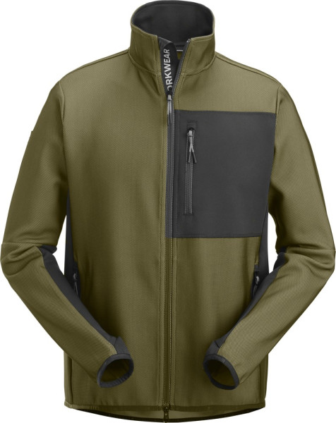 Snickers Jacke FlexiWork Midlayer Arbeitsjacke mit Reißverschluss Khaki/Grau/Schwarz