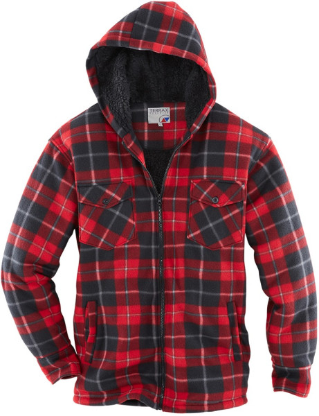 Terrax Workwear Thermohemd mit Teddyfutter Schwarz/Rot