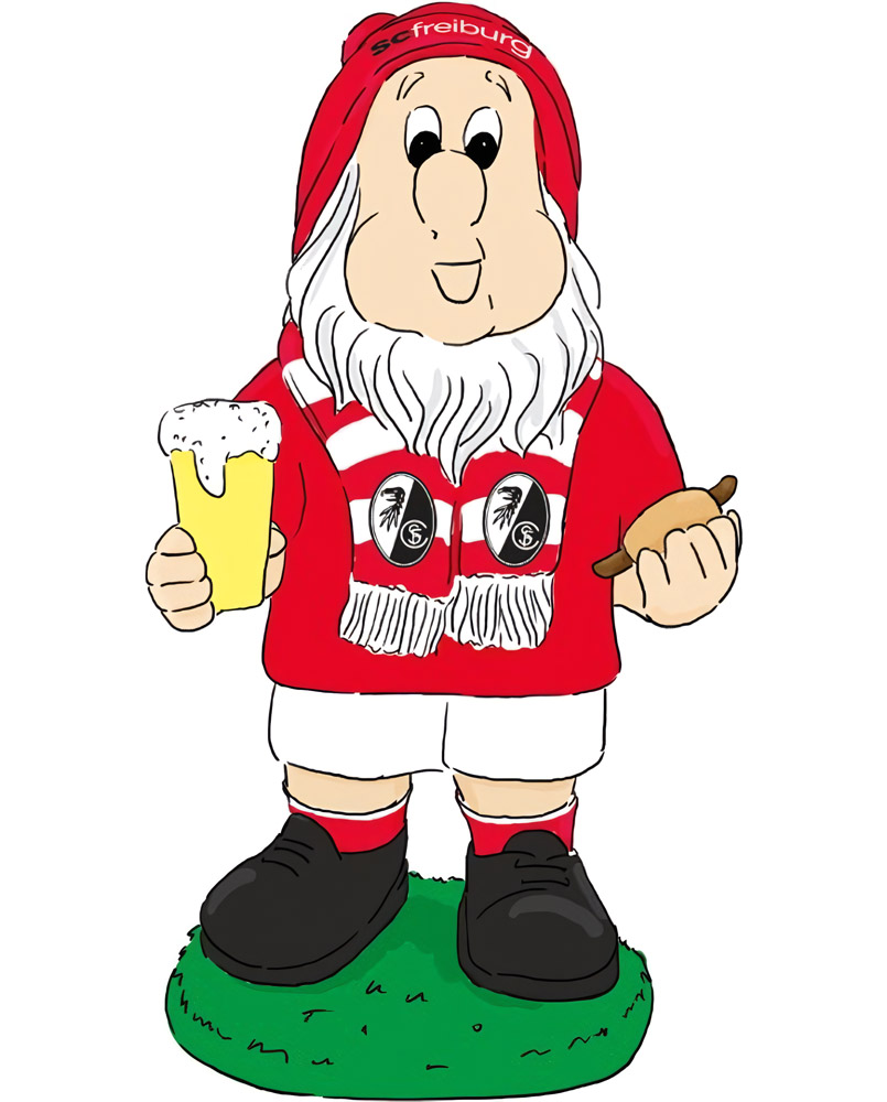 SC Freiburg Gartenzwerg Fan rot-weiß Fussball Rot - Herren / Unisex