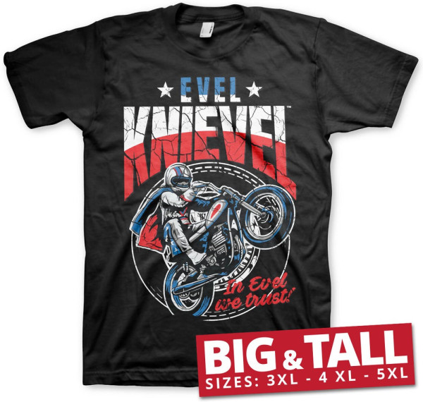 Evel Knievel Wheelie Big & Tall T-Shirt Black