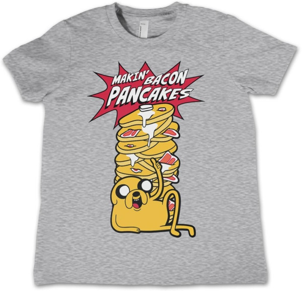 Adventure Time Makin' Bacon Pancakes Kids T-Shirt Heathergrey