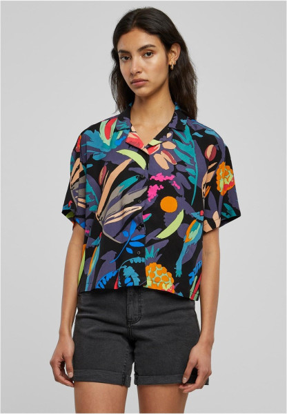 Urban Classics Damen Ladies Viscose Resort Shirt Blackfruity