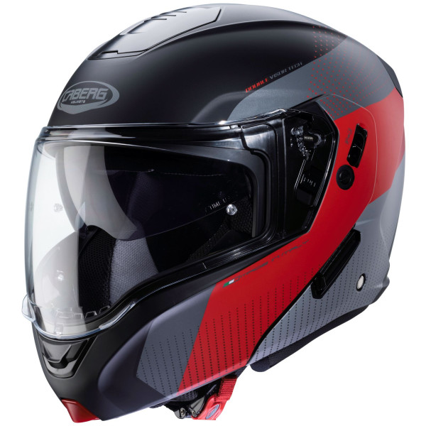 Caberg Motorrad Klapphelm Horus Scout Matt Schwarz/Fluo-Rot-Grau