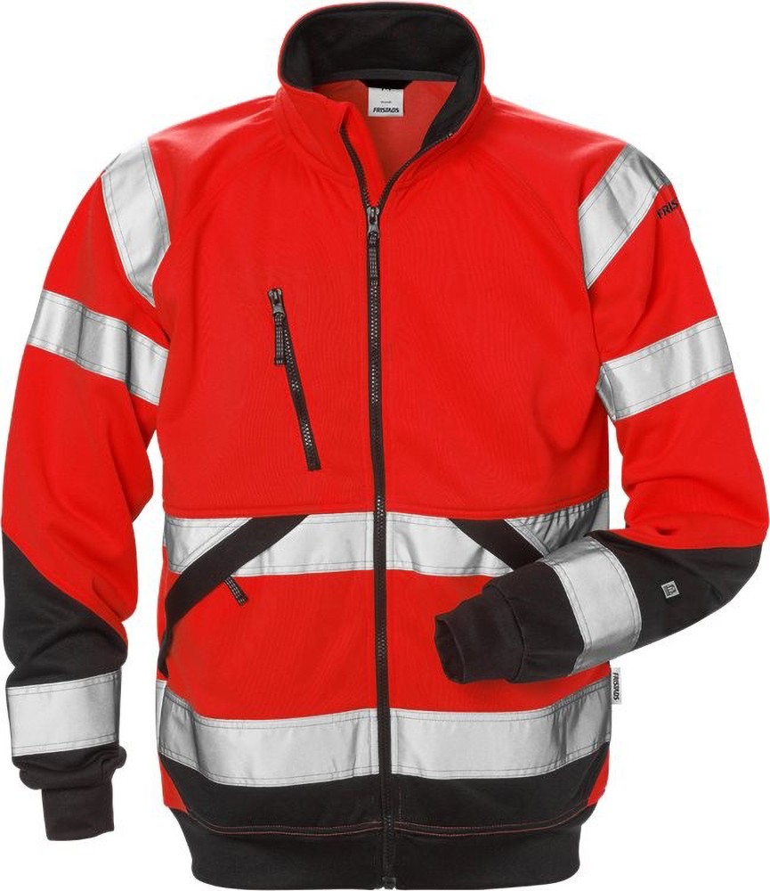 Fristads High Vis Sweatjacke Kl. 3 7426 SHV Warnschutz-Rot/Schwarz - Herren / Unisex