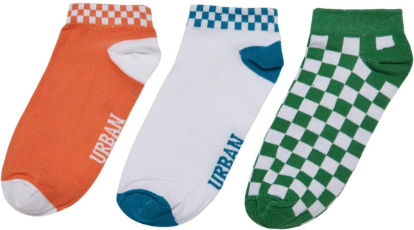 Urban Classics Socken Sneaker Socks Checks 3-Pack Orange/Green/Teal