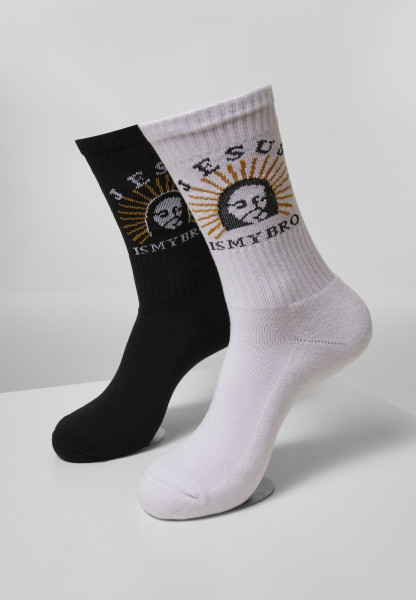 Mister Tee Socks Jesus Is My Bro Socks 2-Pack Black/White