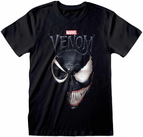 Spiderman Marvel Comics- Venom Split Face (Unisex) T-Shirt Black