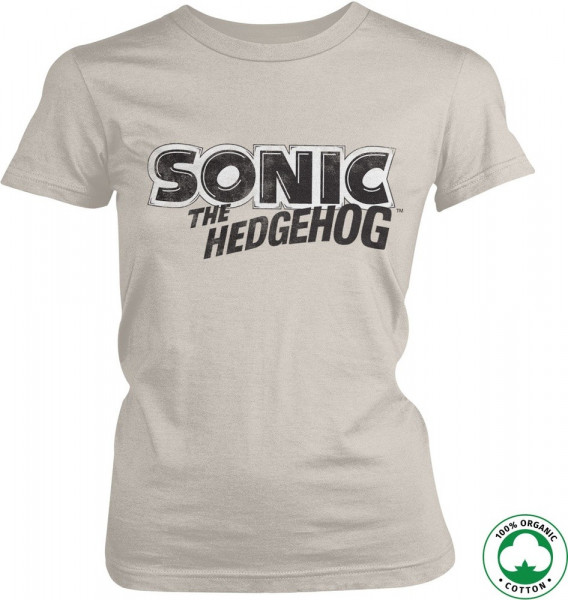 Sonic The Hedgehog Classic Logo Organic Girly Tee Damen T-Shirt Off-White