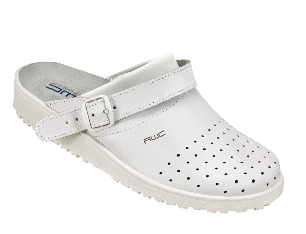 AWC Footwear Berufsschuhe Sandale gelocht mit neuem Ristpolster in Weiß/Aubergine