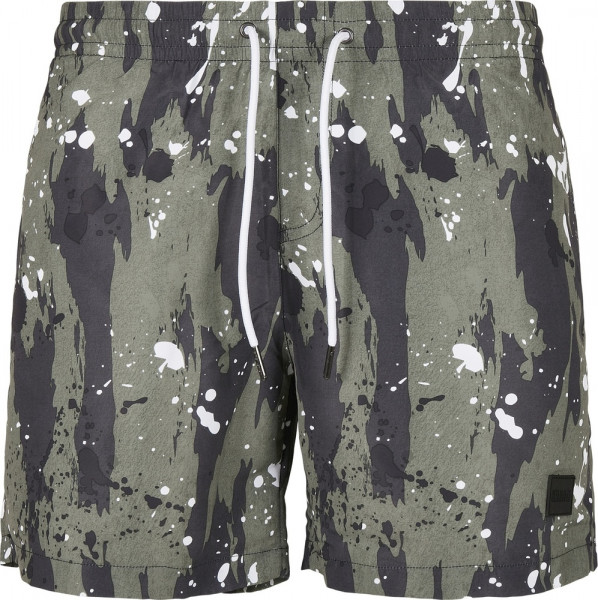 Urban Classics Badehose Pattern Swim Shorts White Dot Camo Aop