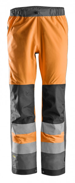 Snickers AllroundWork Hi-Vis wasserdichte Shell Arbeitshose, Kl. 2, EN 20471, 343 HV-Orange-Stahlgra