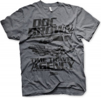 Back to the Future Doc Brown Time Travel Agency T-Shirt Dark-Heather Back to the Future Doc Brown Time Travel Agency T-Shirt Dark-Heather
