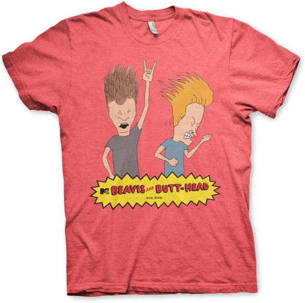 Beavis and Butt-Head Headbanging T-Shirt Red-Heather