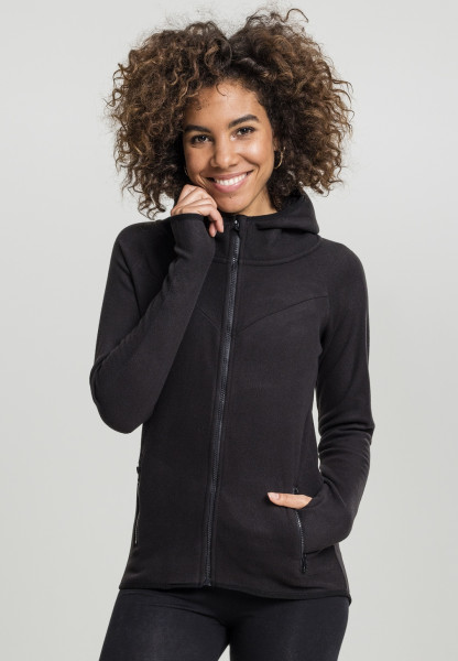 Urban Classics Women Hoodie Zip Ladies Polar Fleece Zip Hoody Black