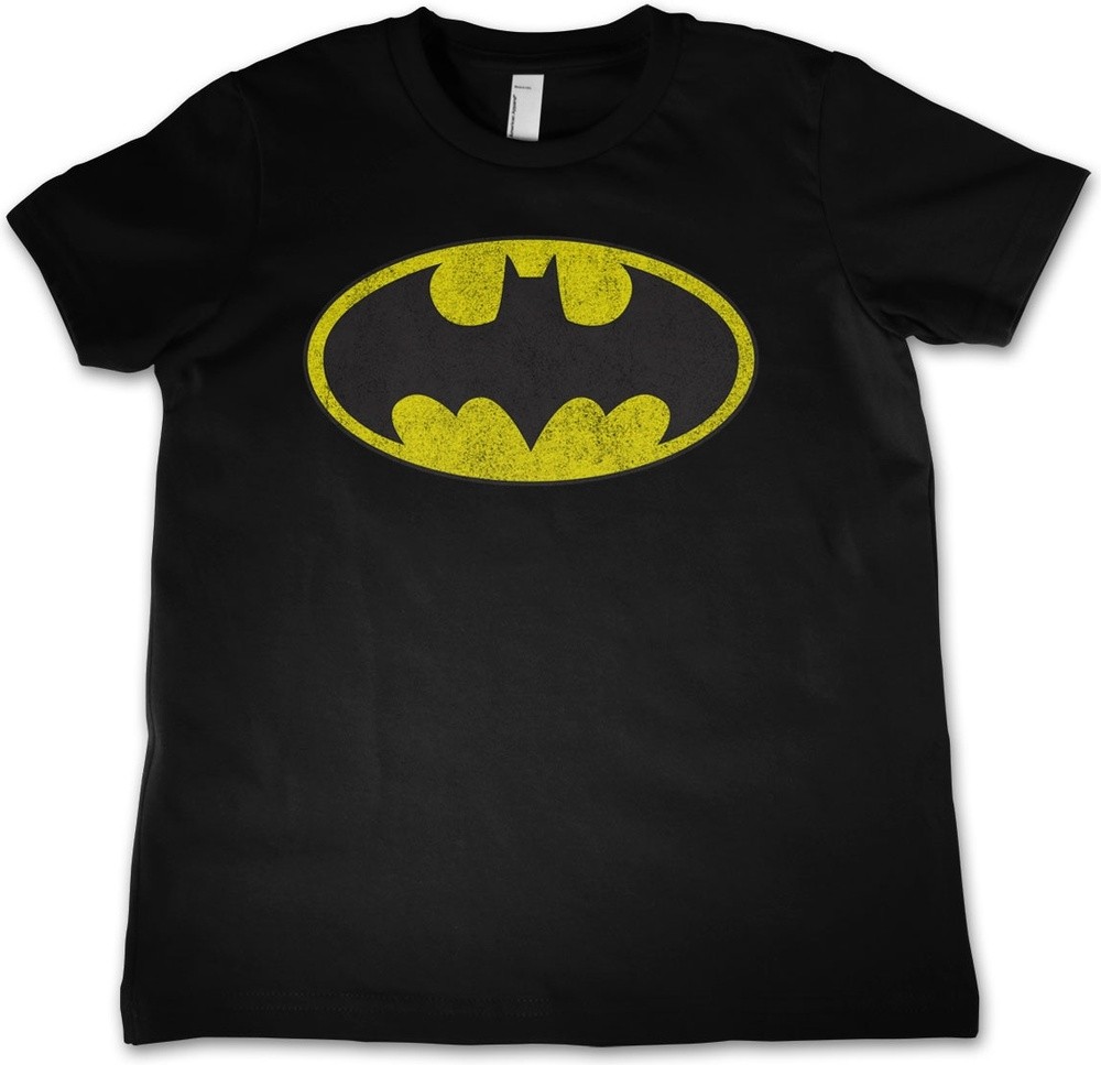 Batman Distressed Logo Kids T-Shirt Kinder Schwarz - Herren / Unisex
