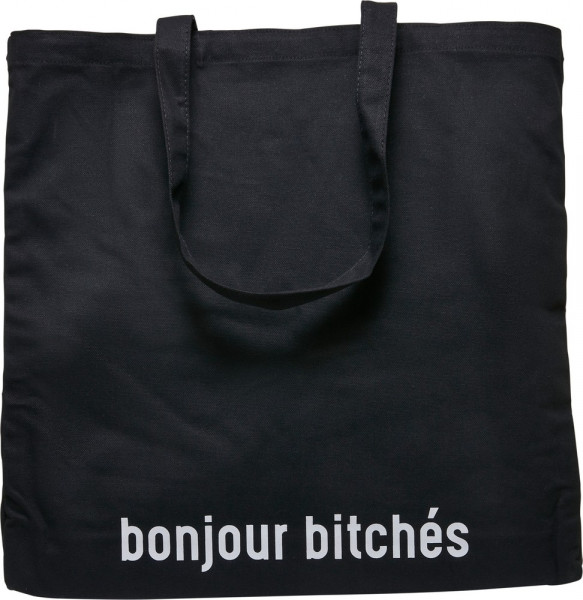 Mister Tee Bonjour Bitches Oversize Canvas Tote Bag Black