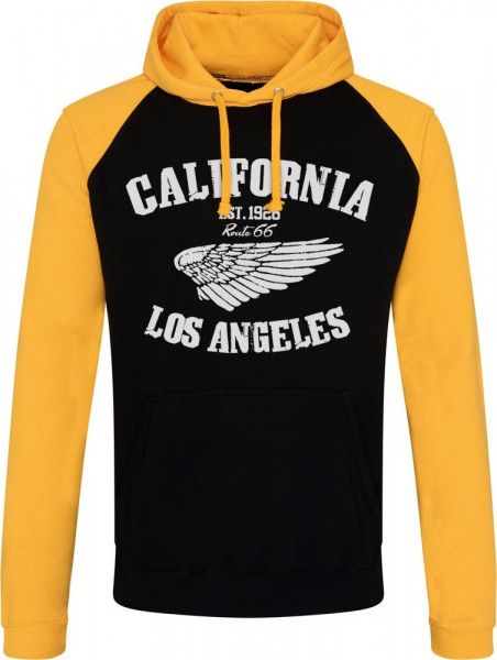 Route 66 California Baseball Hoodie Black-Yellow