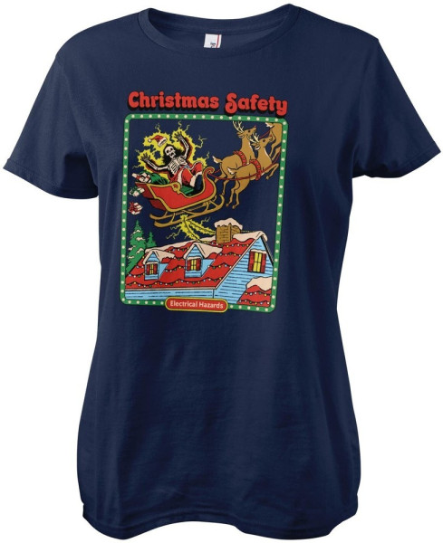 Steven Rhodes Christmas Safety Girly Tee Damen T-Shirt Navy