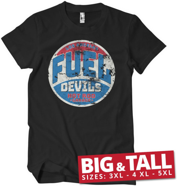 Fuel Devils Hot Rod Garage Patch Big & Tall T-Shirt Black