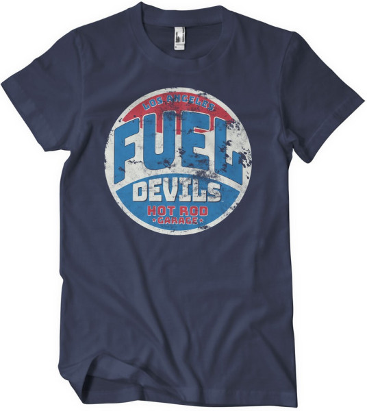 Fuel Devils Hot Rod Garage Patch T-Shirt Navy