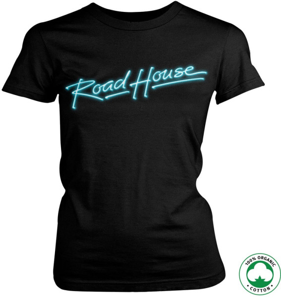 Road House Logo Organic Girly Tee Damen T-Shirt Black