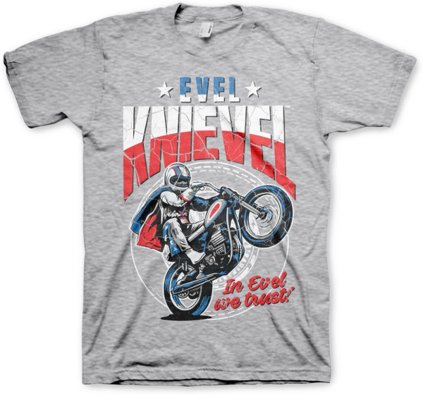 Evel Knievel Wheelie T-Shirt Heather-Grey