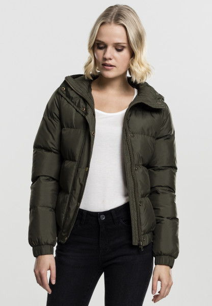 Urban Classics Women Light Jacket Ladies Hooded Puffer Jacket Darkolive