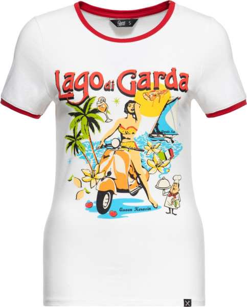 Queen Kerosin Damen Vintage Contrast T-Shirt "Lago Di Garda" QKU41004