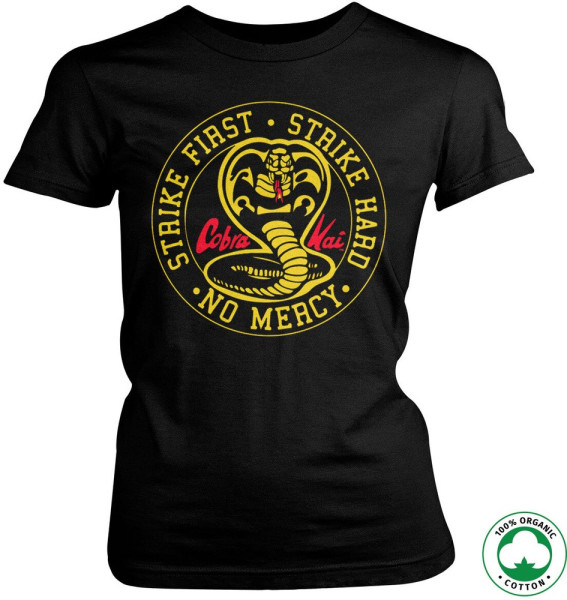 Cobra Kai Round Patch Organic Girly Tee Damen T-Shirt Black