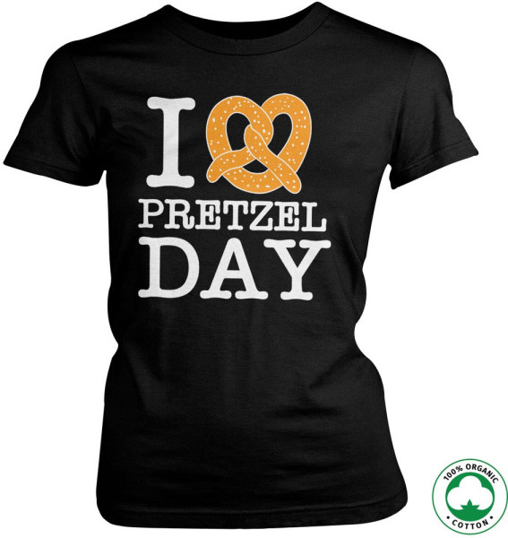 The Office I Love Pretzel Day Organic Girly Tee Damen T-Shirt Black