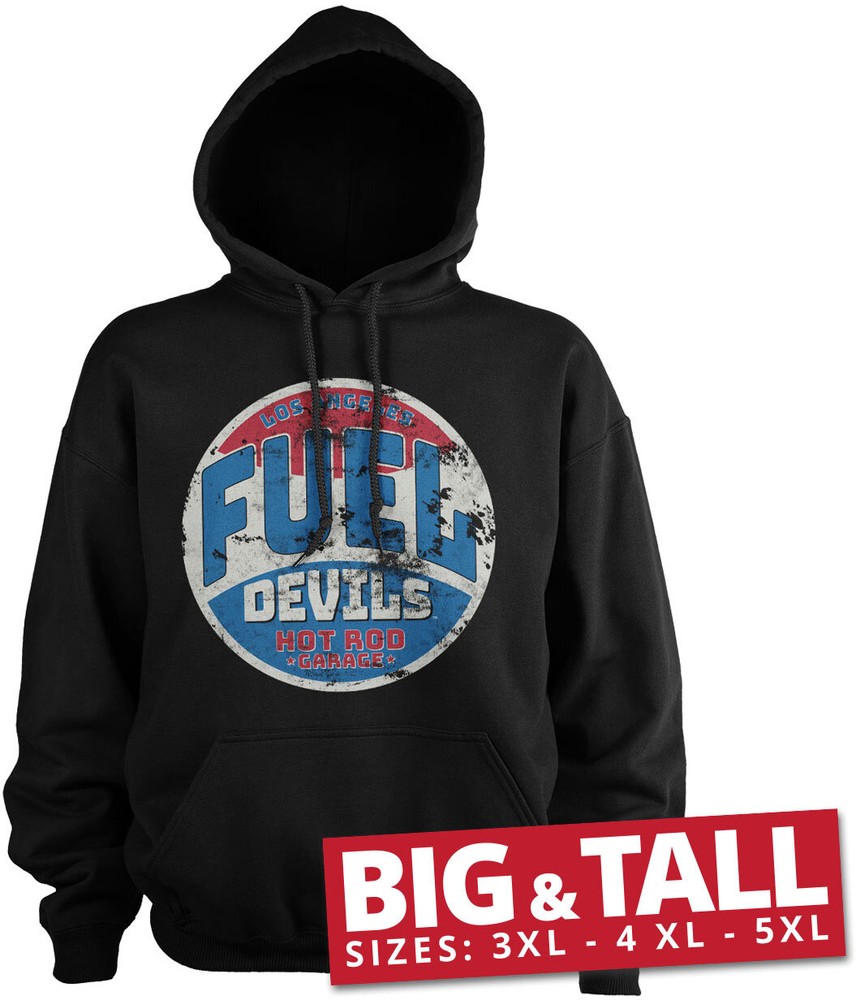 Fuel Devils Hot Rod Garage Patch Big & Tall Hoodie Schwarz - Herren / Unisex