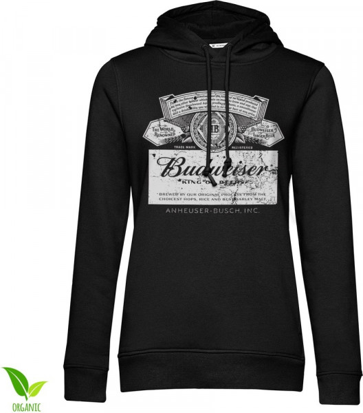 Budweiser Washed Logo Girls Hoodie Damen Black