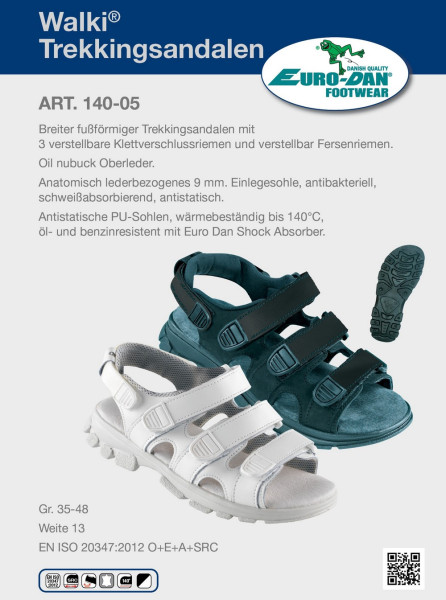 Euro-Dan 140-05 Walki® Trek Sandale mit Klettverschluss Weite 13
