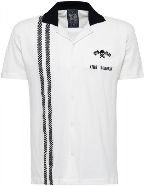 King Kerosin Kurzarm-Hemd im Bowling Style mit Kontrastkragen KK4200612206 Offwhite