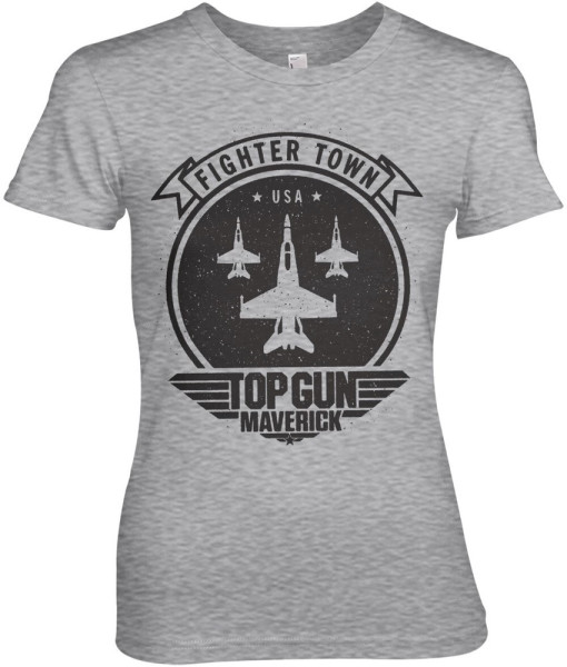 Top Gun Maverick Fighter Town Girly Tee Damen T-Shirt Heather-Grey