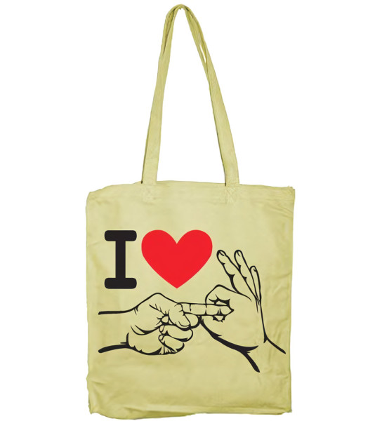 Hybris I Love To Make Love Tote Bag SH-4-15338-H9-5 Khaki