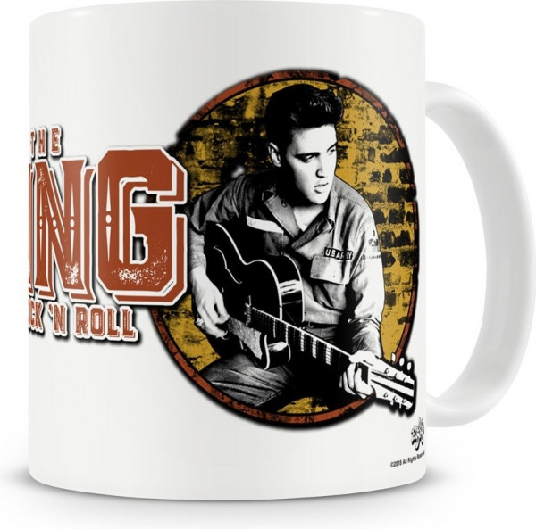 Elvis Presley King Of Rock 'n Roll Coffee Mug Kaffeebecher White