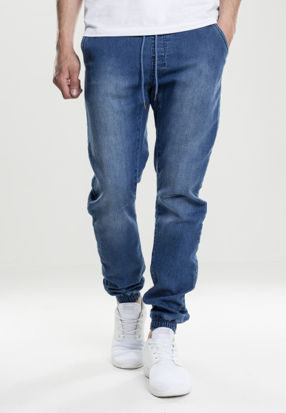 Urban Classics Trousers Knitted Denim Jogpants Blue Washed