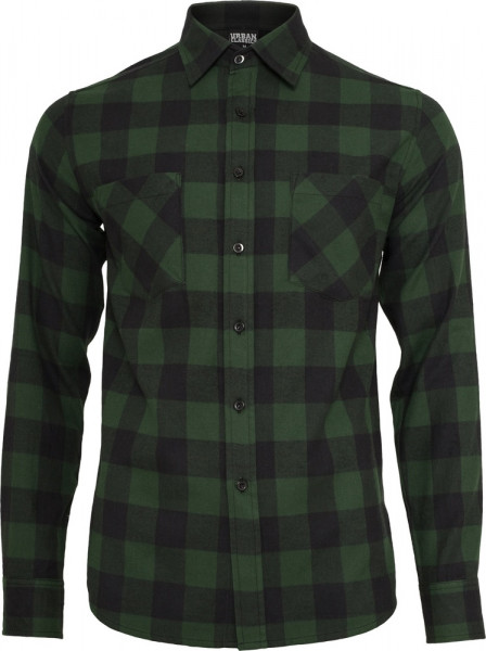 Urban Classics Kinder Hemd Boys Checked Flanell Shirt Black/Forest
