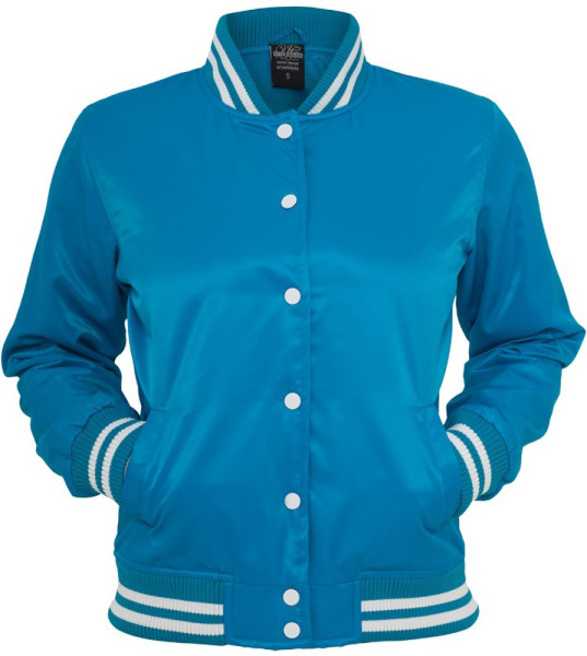 Urban Classics Damen College Jacke Ladies Shiny College Jacket Tur/White