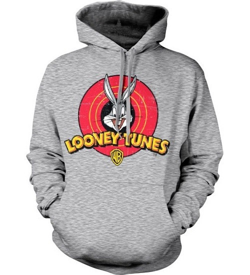 Looney Tunes Distressed Logo Hoodie Heather-Grey