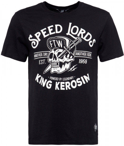 King Kerosin Herren T-Shirt mit coolem Frontprint KK4205353047 Schwarz