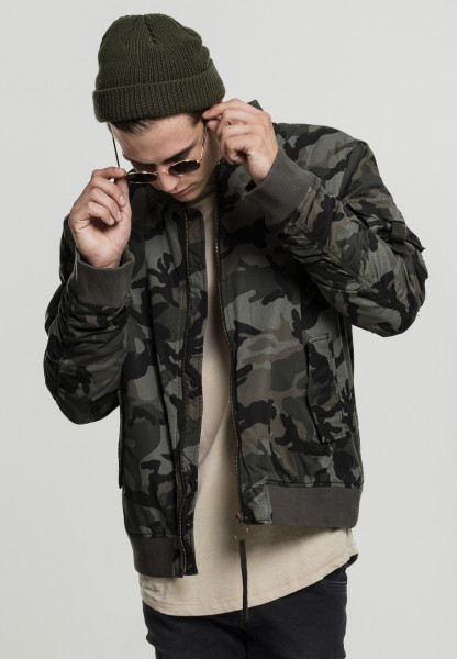 Urban Classics Bomber Jacket Vintage Camo Cotton Bomber Jacket Wood Camouflage