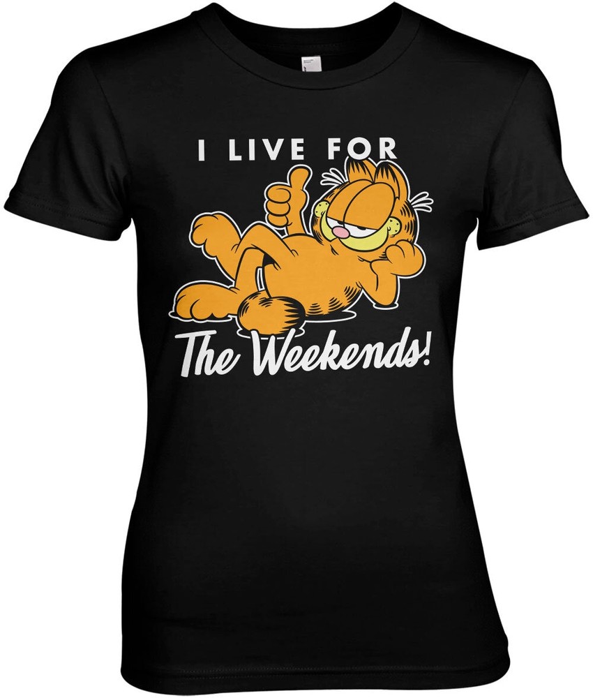 Garfield Live For The Weekend Girly Tee Damen T-Shirt Schwarz - Damen