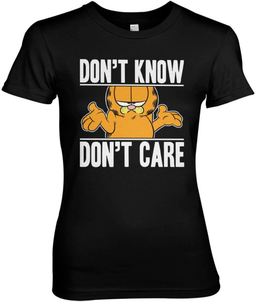 Garfield Don't Know Don't Care Girly Tee Damen T-Shirt Black