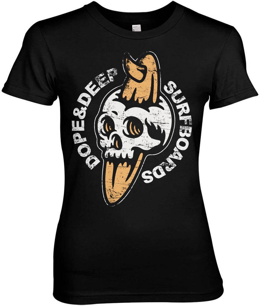 Dope & Deep Surfboards Girly Tee Damen T-Shirt Schwarz - Damen
