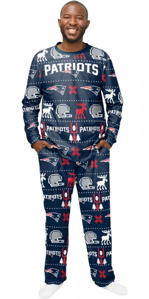 New England Patriots Ugly Pajama American Football NFL Blau/Weiß